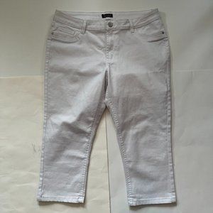 SUKO JEANS White High Rise Stretch Denim Crops